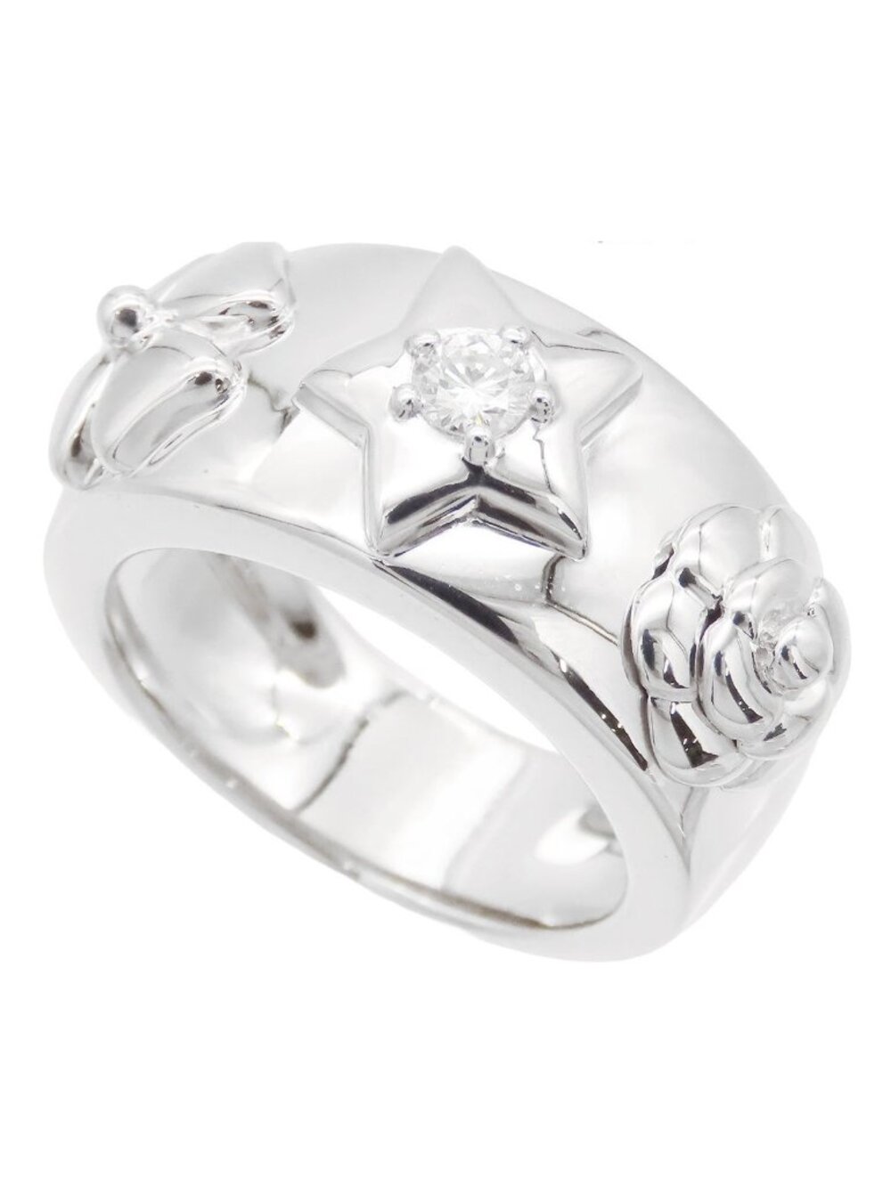 Chanel Three Symbol Ring White Gold 18K Diamond